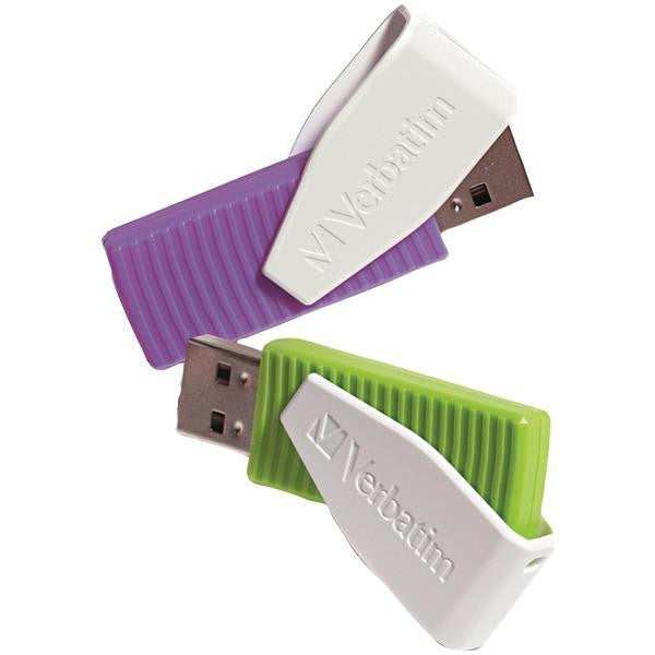 Verbatim 98425 Store ''n'' Go(r) Swivel Usb Drives (16gb; 2 Pk; Green-violet)