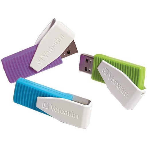 Verbatim 98426 Store ''n'' Go(r) Swivel Usb Drives (8gb; 3 Pk; Blue-green-violet)