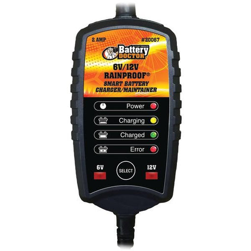 BATTERY DOCTOR 20067 Battery Doc(R) 6-Volt-12-Volt 2-Amp Rainproof(R) CEC Charger-Maintainer