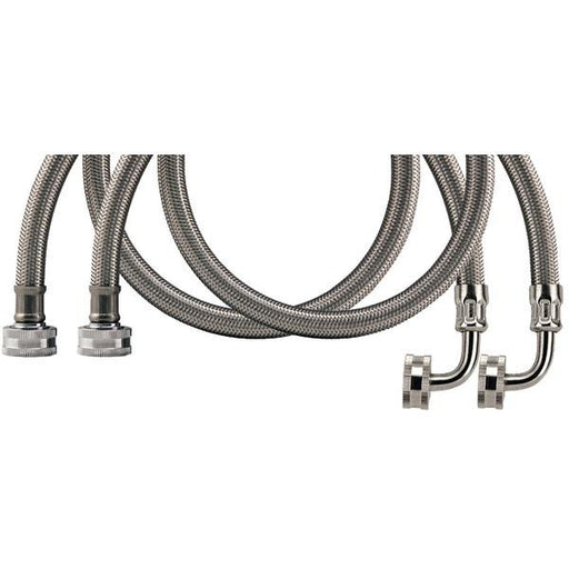 Wmsl4 2-pack Braided Stainless Steel Washing Machine Connectors With Elbow (4ft, 2 Pk)