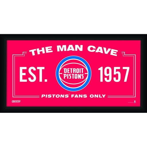 Detroit Pistons Man Cave Sign 10x20 Framed Photo