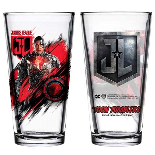 Justice League Movie Cyborg Toon Tumbler Pint Glass         