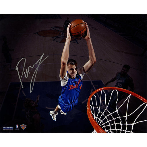 Kristaps Porzingis Signed 'Dunk vs. Boston' 16x20 Photo