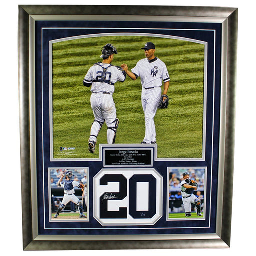 Jorge Posada Elite Framed and Signed Number Collage - L/E of 18 (28"x32" Gold Frame)