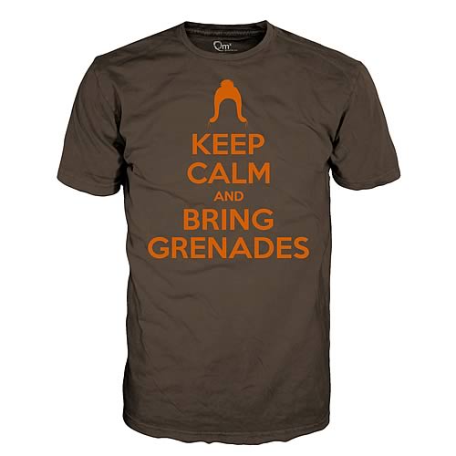 Keep Calm and Bring Grenades Juniors Brown T-Shirt          