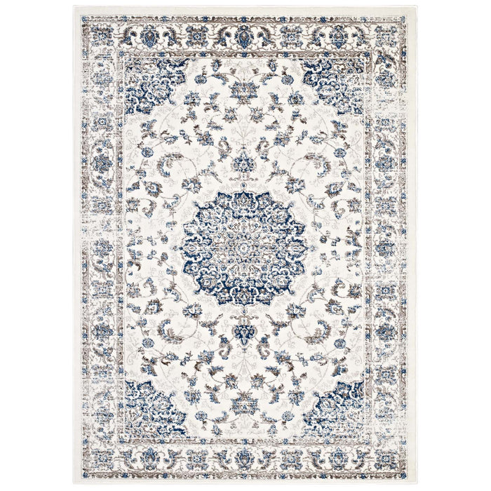 Lilja Distressed Vintage Persian Medallion 5x8 Area Rug 1127B-58