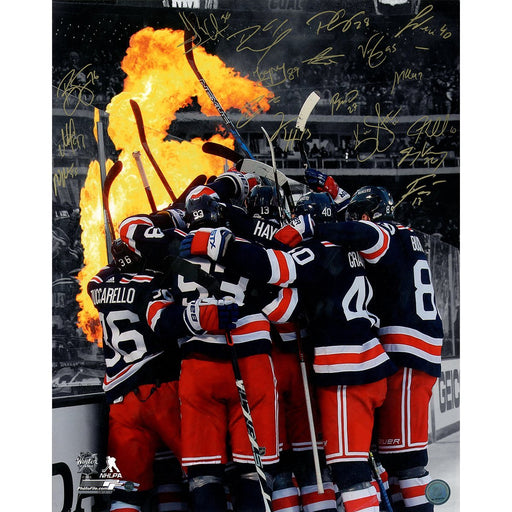 New York Rangers Team Signed 2018 Winter Classic OT Celebration 16x20 (20 Sigs)