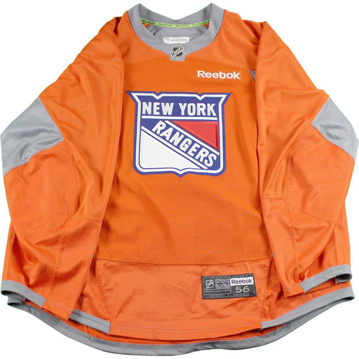 New York Rangers Orange Used Shield Logo Practice Jersey (Size 56)