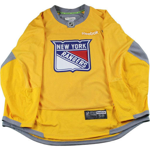 New York Rangers Yellow Used Shield Logo Practice Jersey (Size 58)