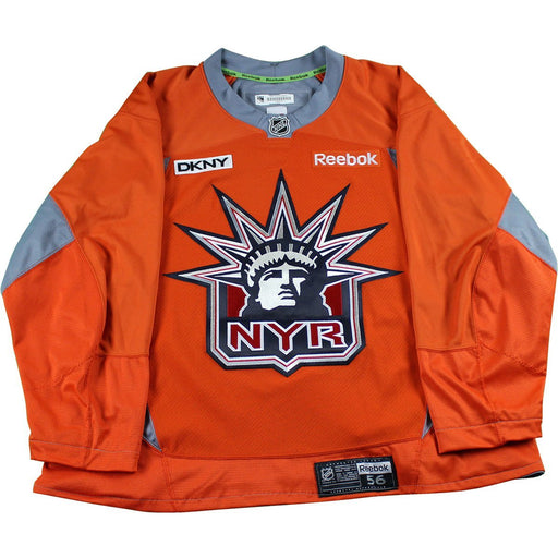 New York Rangers Orange Used Lady Liberty Logo Practice Jersey (Size 58+)