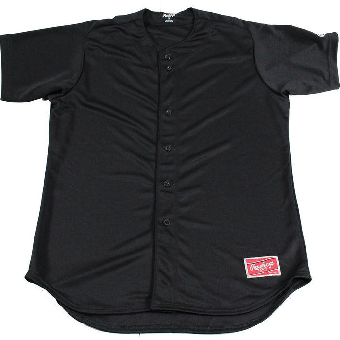 Rawlings Black Adult Short Sleeve Blank 2-Button Jersey (XL)