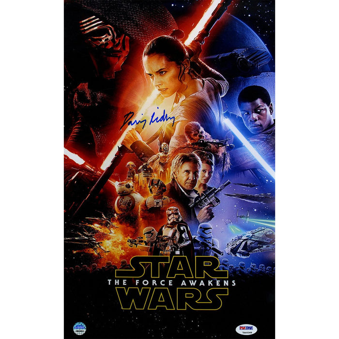 Daisy Ridley Signed Star Wars VII: The Force Awakens 10x16 Full Cast Movie Poster ( PSA/DNA & SSM)