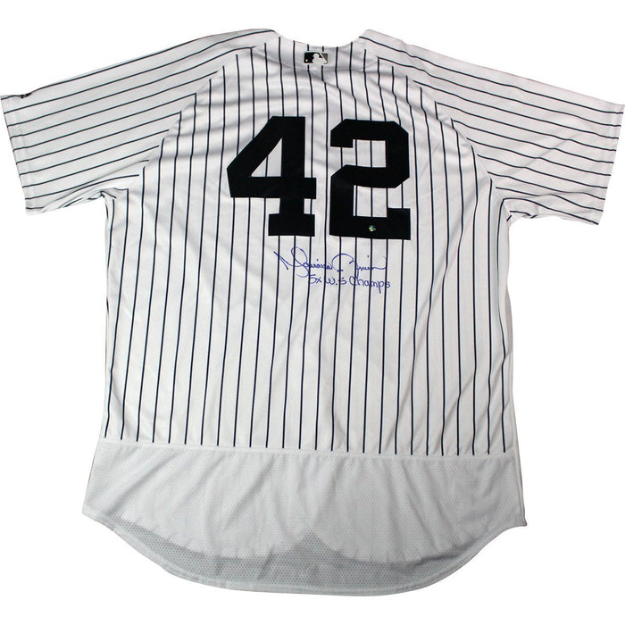 Mariano Rivera Signed New York Yankees #42 Authentic Pinstripe Jersey w/ "5x WS Champ" Insc (Signed Below Number)