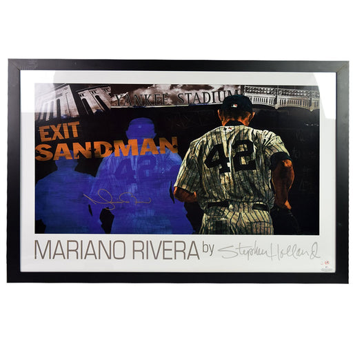 Mariano Rivera Signed and Framed Sandman Poster (By Stephen Holland)- Flat Black Frame  no matte