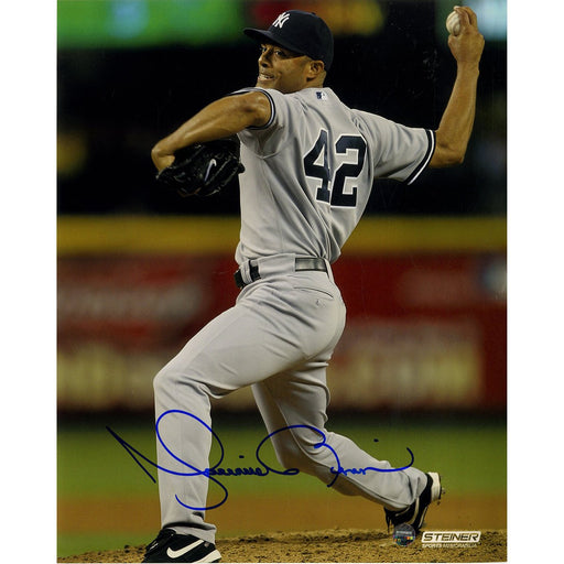 Mariano Rivera Signed Pitching in Away Uniform 8x10 Photo