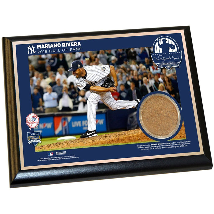 Mariano Rivera New York Yankees 2019 HOF 4x6 Plaque with 2013 Game Used Dirt From Yankee Stadium