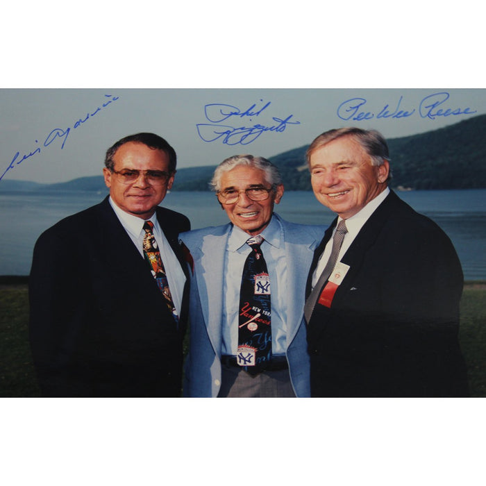 Luis Aparicio/Phil Rizzuto/Pee Wee Reese Triple Signed 8x10 Photo