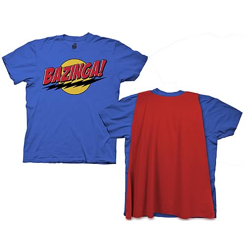 Big Bang Theory Bazinga With Cape Blue T-Shirt              