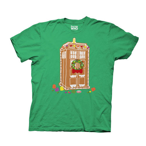 Doctor Who Gingerbread TARDIS Green T-Shirt                 