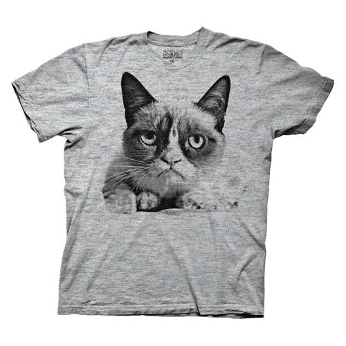 Grumpy Cat Black and White Photo Gray T-Shirt               