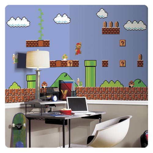 Super Mario Retro XL Chair Rail Prepasted Mural             