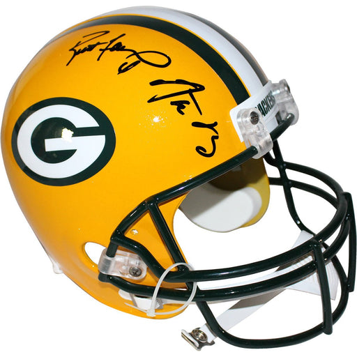 Aaron Rodgers/Brett Favre Dual Signed Packers Authentic Proline Helmet (Favre Auth/SSM)