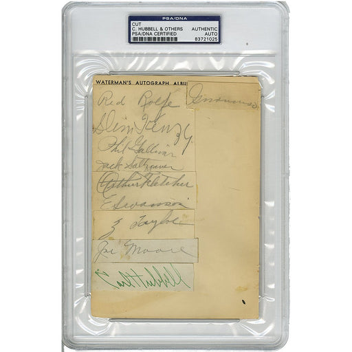 Red Rolfe / Carl Hubbell Signed Album Page with 8 other signatures (PSA/DNA)