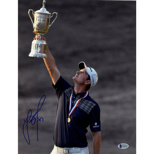 Justin Rose Signed Vertical 11x14 Photo Holding Trophy Beckett