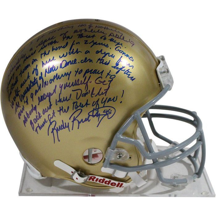 Rudy Ruettiger Signed Notre Dame Authentic Full Size Helmet w/ long "5 Foot Nothing" insc