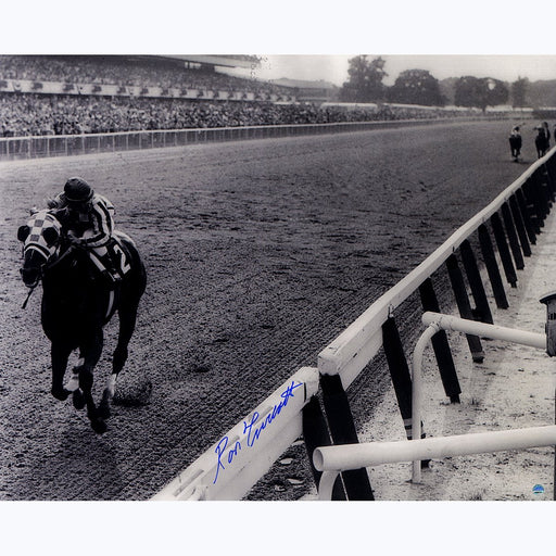 Ron Turcotte Signed Riding Secretariat Down the Stretch 16x20 Metallic Photo