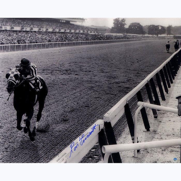 Ron Turcotte Signed Riding Secretariat Down the Stretch 16x20 Metallic Photo