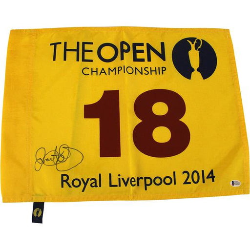 Rory McIlroy Signed 2014 British Open Royal Liverpool Flag Beckett