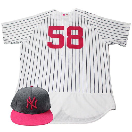 Larry Rothschild New York Yankees Game Issued #58 Mother's Day Pinstripe Jersey & Hat Set (5/14/2017)