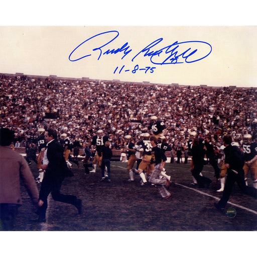 Rudy Ruettiger Signed Carry Off Horizontal 8x10 Photo w/ 11-8-75 Insc
