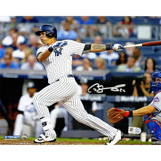 Gary Sanchez Signed 'Swinging' 8x10 Photo (Signed in Silver)