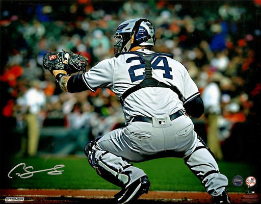 Gary Sanchez Signed 'Catching' 8x10 Metallic Photo