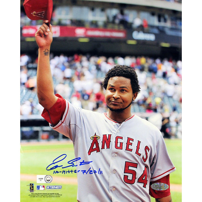 Ervin Santana Angels Road Jersey Salute To The Crowd Vertical 8x10 Photo w/" No Hitter  7/27/11" Insc (MLB Auth)