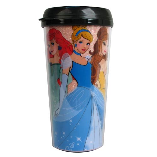 Disney Princesses Glitter 16 oz. Plastic Travel Mug         