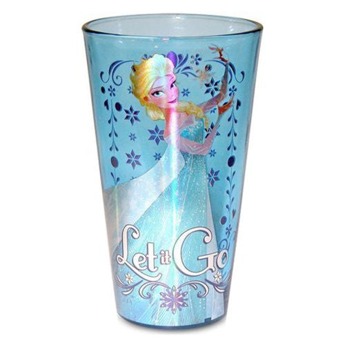 Disney Frozen Elsa Let it Go Blue Glitter 16 oz. Pint Glass 