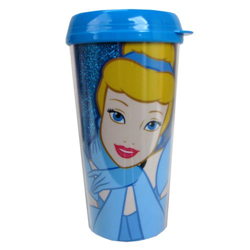 Cinderella Glitter 16 oz. Plastic Travel Mug                