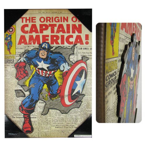 Captain America Origins Comic Cover 3D Wood Wall Art        