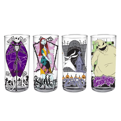 Nightmare Before Christmas Characters 10 oz. Glass 4-Pack   