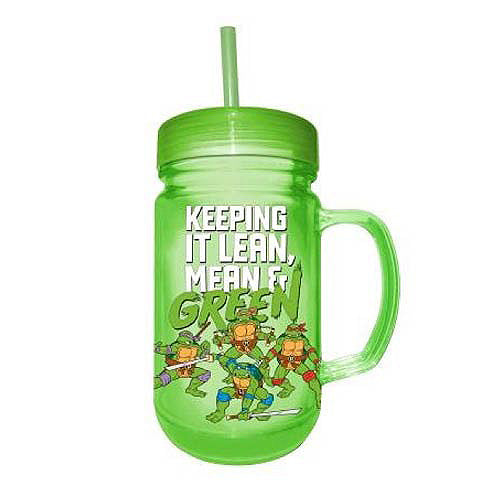 TMNT Lean, Mean, and Green 24 oz. Plastic Mason Jar         