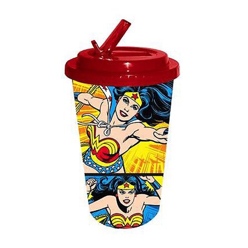 Wonder Woman Comic 16 oz. Flip-Straw Travel Cup             