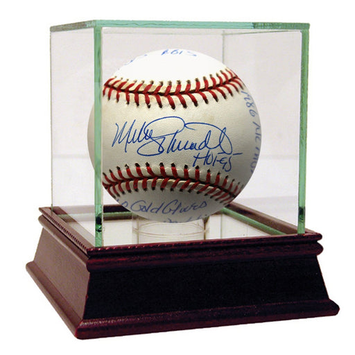 Mike Schmidt Signed 16 Inscription Stat Baseball (Reggie Jackson Hologram)