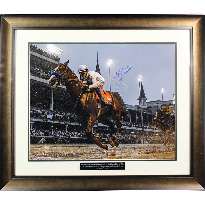 Mike Smith Signed 2018 Kentucky Derby Winner 16x20 Photo Framed with Nameplate