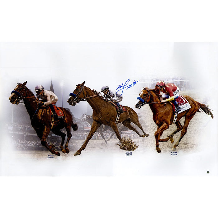 Mike Smith Signed 3 Race "Big Sig" Collage 16x32 Photo