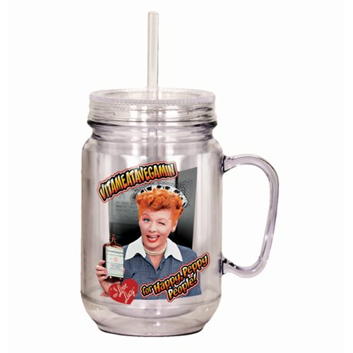 I Love Lucy Vitameatavegamin Mason Jar with Lid and Handle  