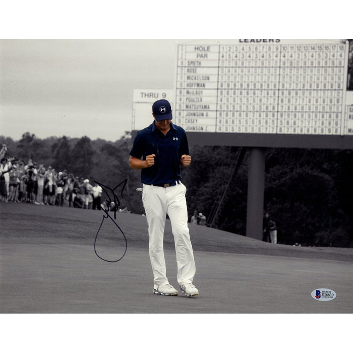 Jordan Spieth Signed Horizontal 11x14 Photo Blue Shirt Sepia Tone Beckett