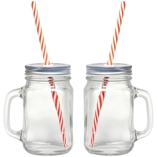 2PK MASON JAR MUG/ STRW